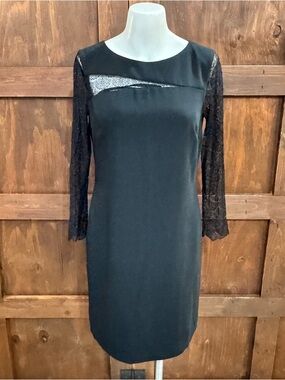 Gianni Bini Black Lace-Sleeve Sheath Dress